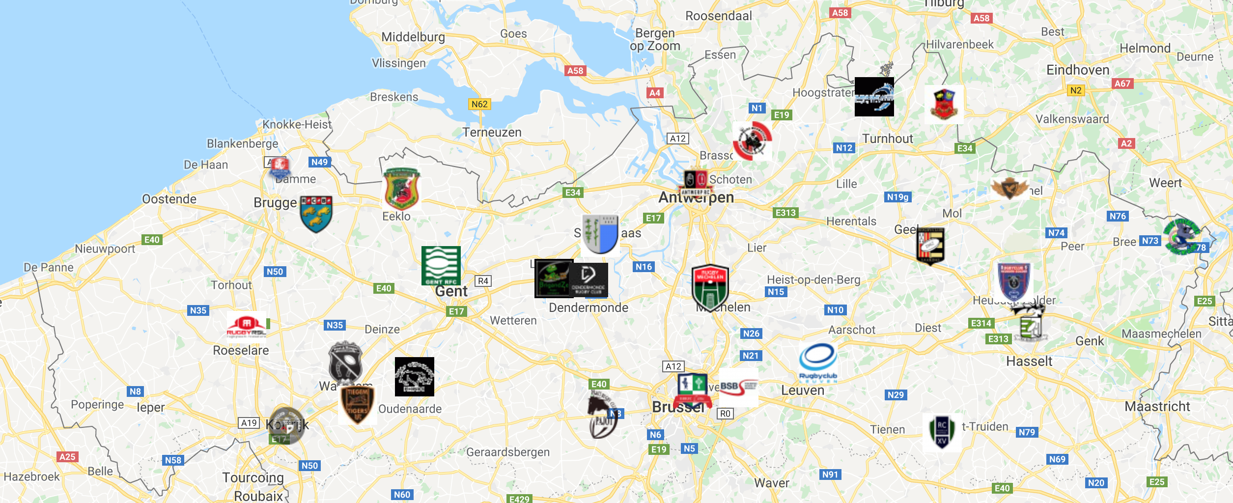 Map rugby Vlaanderen
